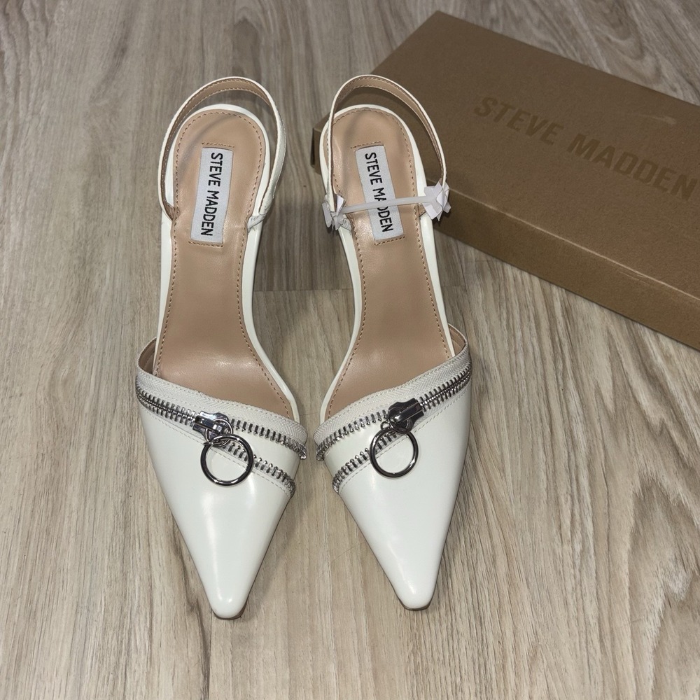 Steve Madden Dipper Ice Leather Slingback Heels Pointed Toe NWB 8 - Picture 5 of 8